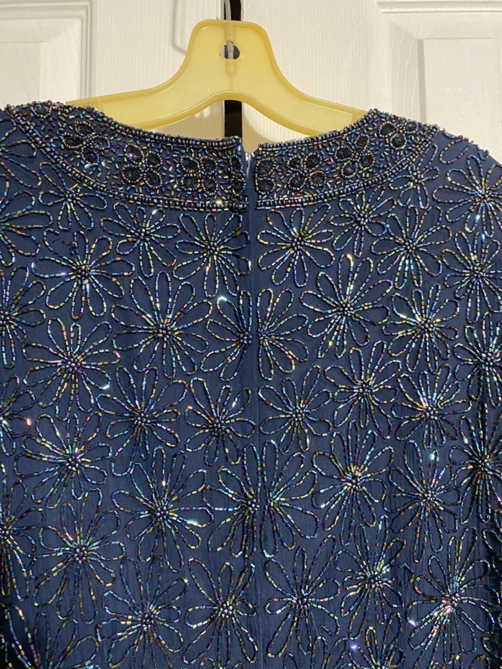 PRETTY Adrianna Papell Occasions navy blue Silk beaded shirt top blouse size 16W - Picture 7 of 10
